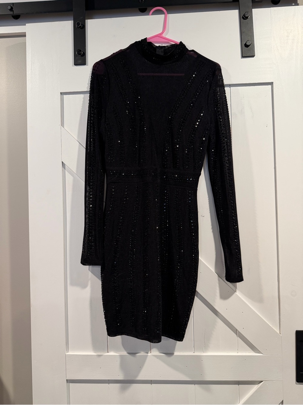 Windsor Black Long-Sleeve Sequin Bodycon Dress